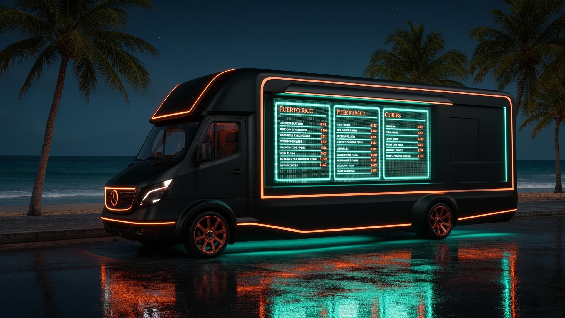 Cilantro futuristic food truck on Puerto Rico beachfront